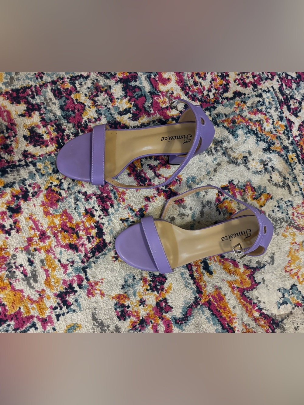 Unisa Purple Open-Toe Ankle-Strap Heels